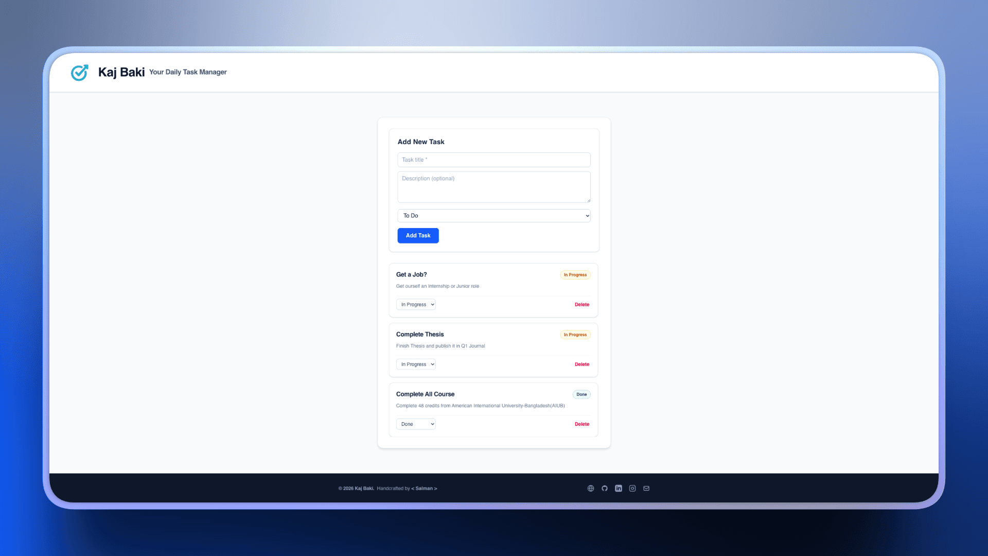 Kaj Baki Task Management System screenshot 1