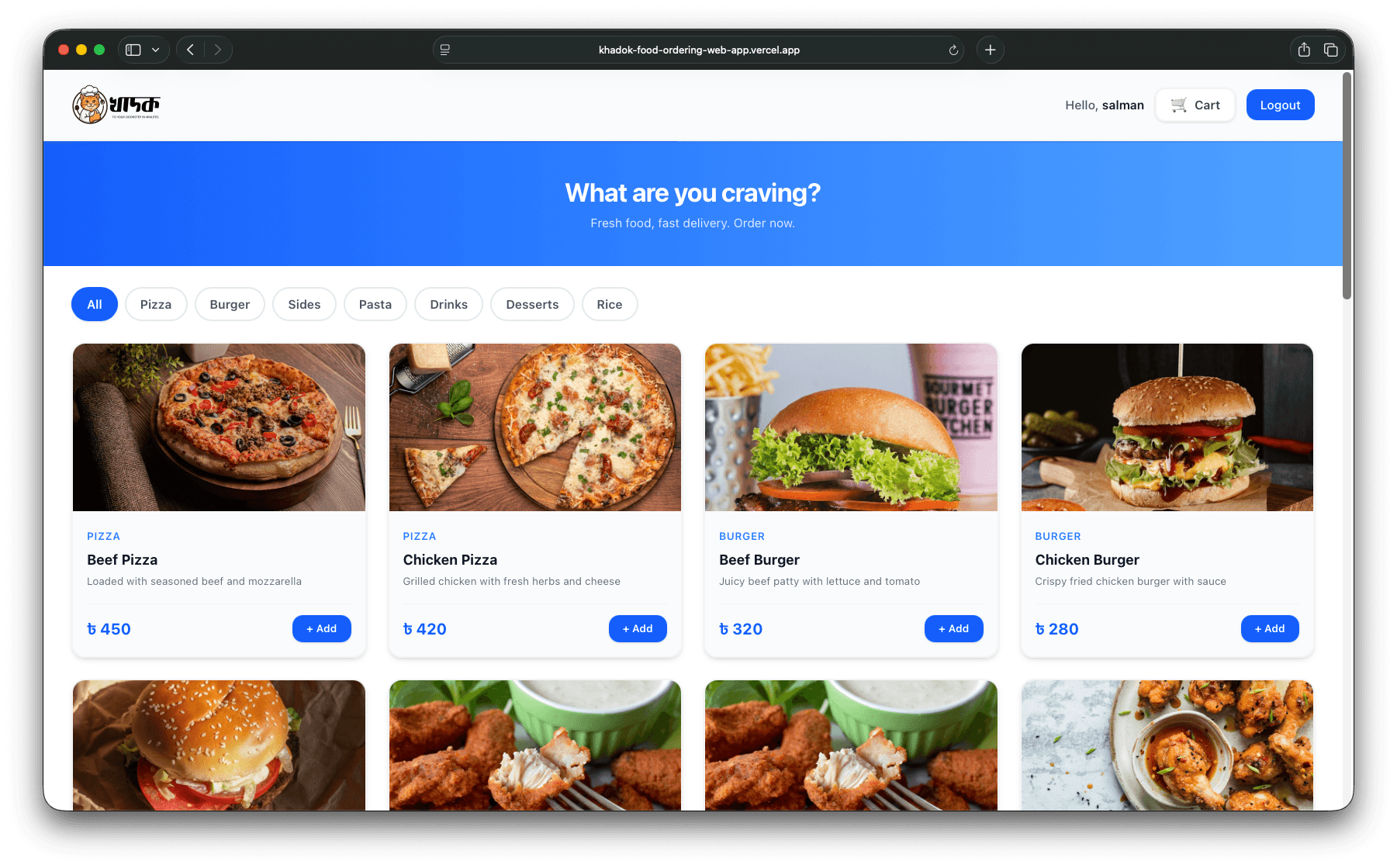 Khadok: Food ordering web-app screenshot 2